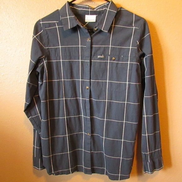 Columbia Blue Plaid Casual Button Down Shirt - Picture 1 of 3
